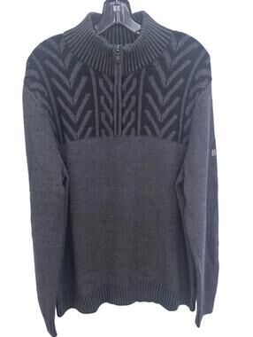 Spyder Men's Merino Wool Blend Grey and Black Knit Half-Zip Sweater - L